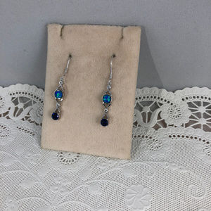 Sapphire & Australian Opal 925 Silver Earrings